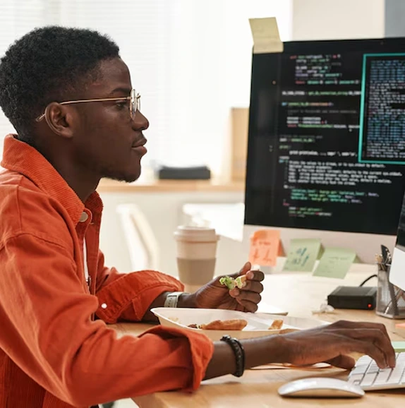 Male working on laptop